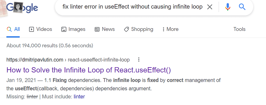 Fix Linter Error In Useeffect Without Causing Infinite Loop - Javascript -  The Freecodecamp Forum