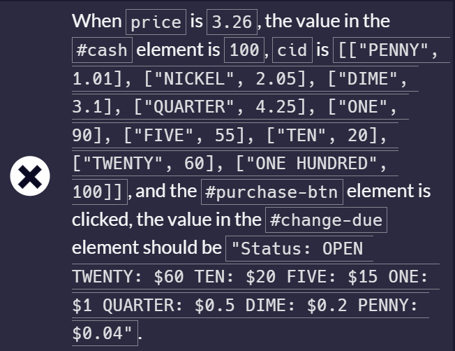 Build a Cash Register Help JavaScript The freeCodeCamp Forum