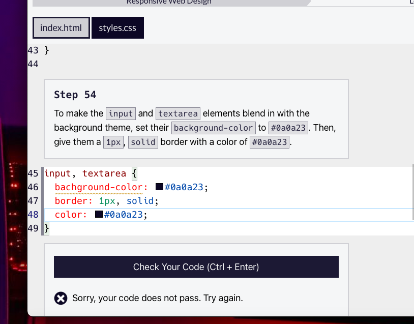 Learn HTML Forms by Building a Registration Form - Step 54 - HTML-CSS ...