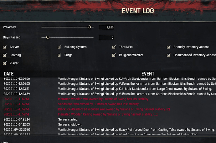 event log