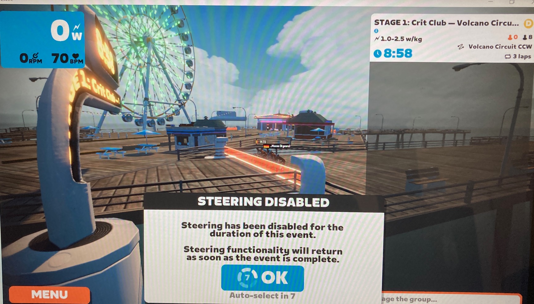 "Steering has been disabled.." in a Steering Race? Bugs and Support
