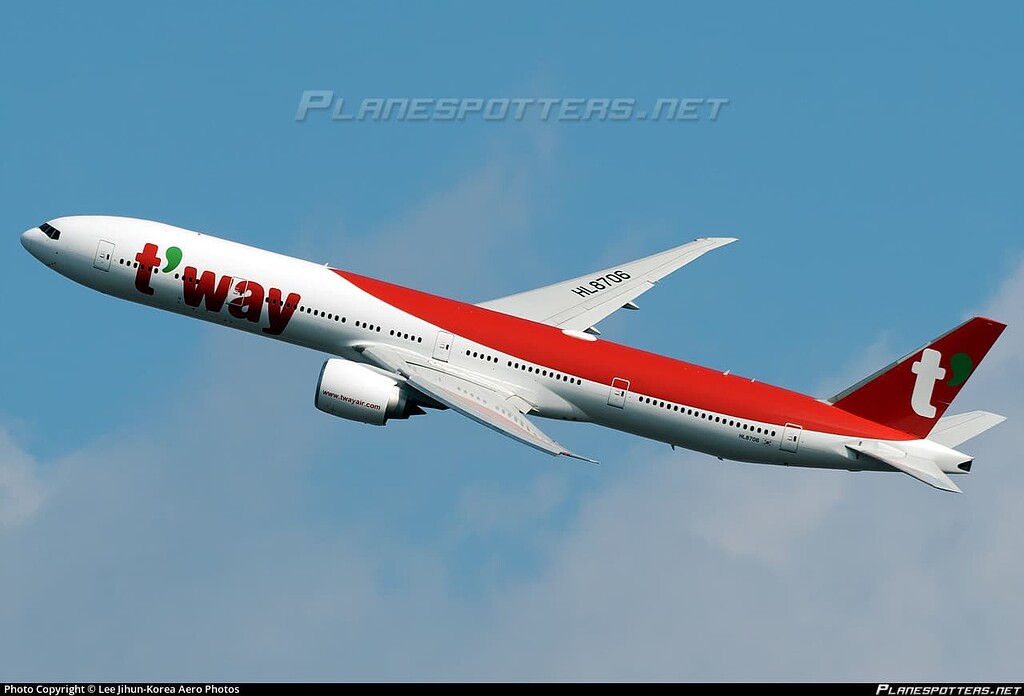 T-way航空 B777-300ER HL8706 1/400 予約商品】1/400 777-300ER ティーウェイ航空 HL8706 | ひこーき
