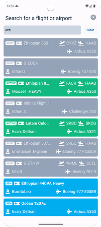 search view users/flights