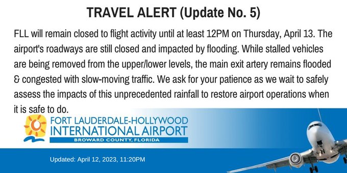 Fort Lauderdale-Hollywood International Airport Closed Due To Flooding ...