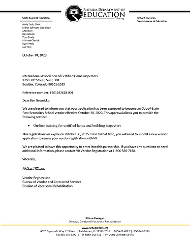 Florida Secondary School Approval