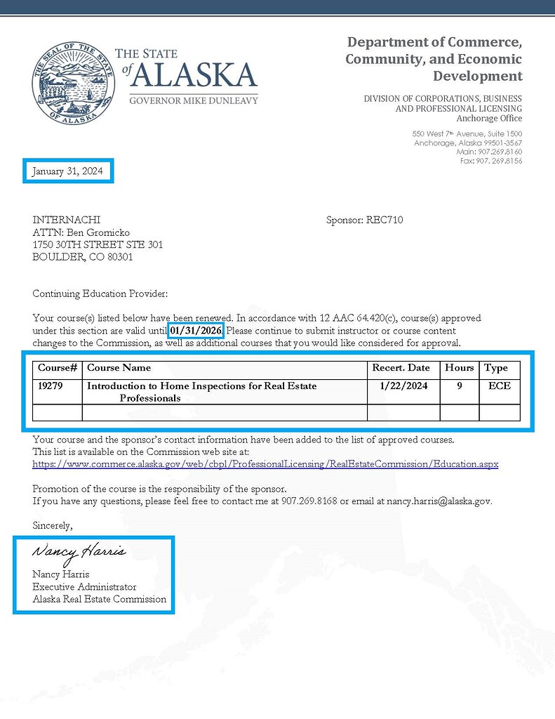 Alaska Real Estate Commission Reapproves InterNACHI's Free, Online