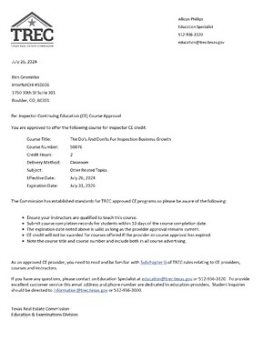 2024-2026 Orlando Conv. Approval- TX- The Do's and Don'ts for Inspection Business Growth