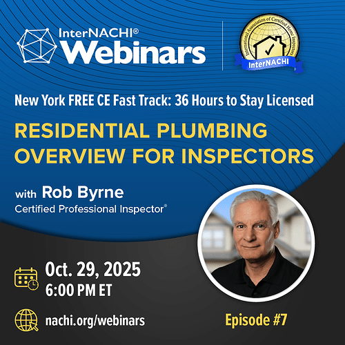 Residential Plumbing Overview for Inspectors