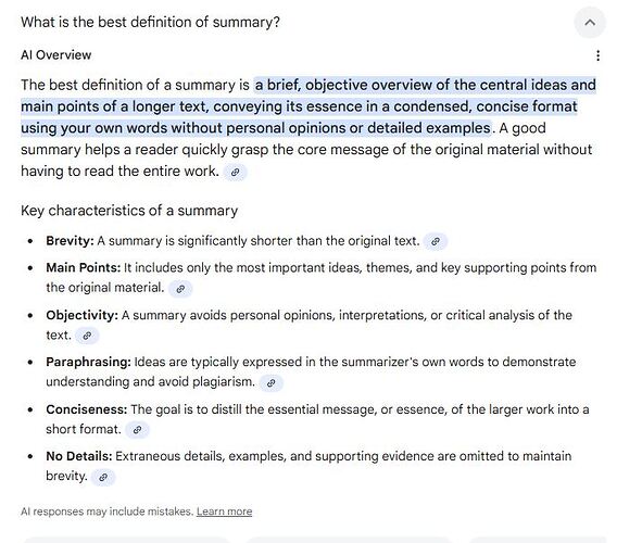 Summary Drfinition