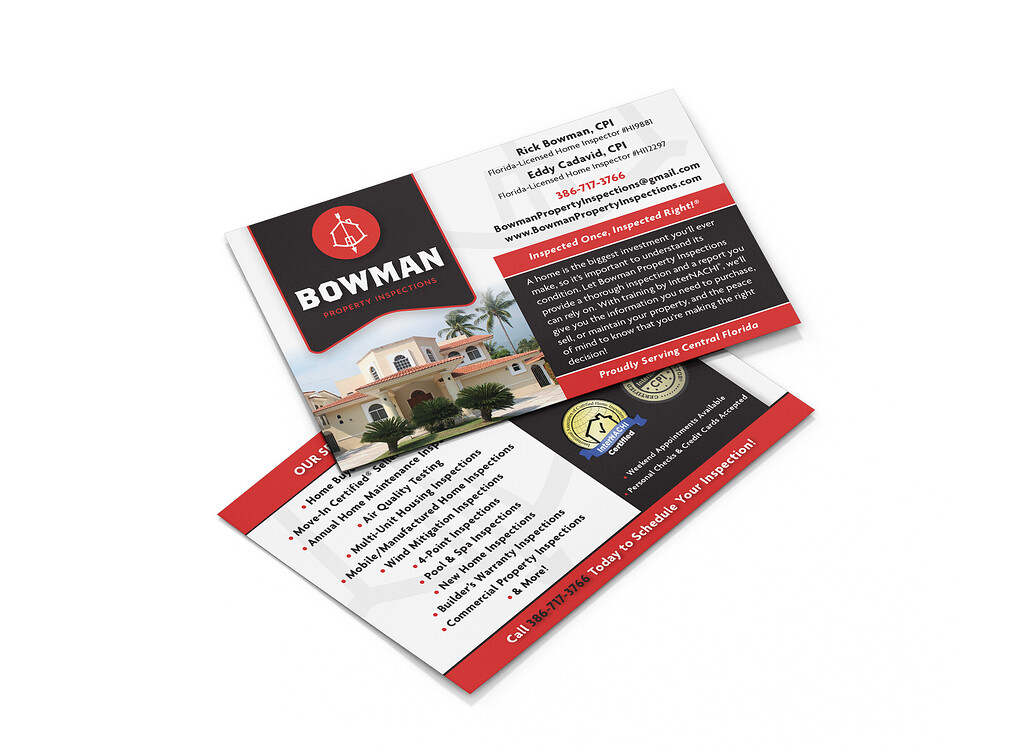 New *FREE* Postcard Design for Bowman Property Inspections InterNACHI