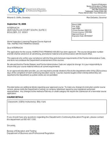 2025-27 FL HI CE Convention Approval - INSPECTING FRAMING ISSUES