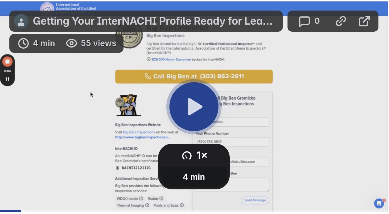 getting internachi profile ready for job leads inspector website builder iwb