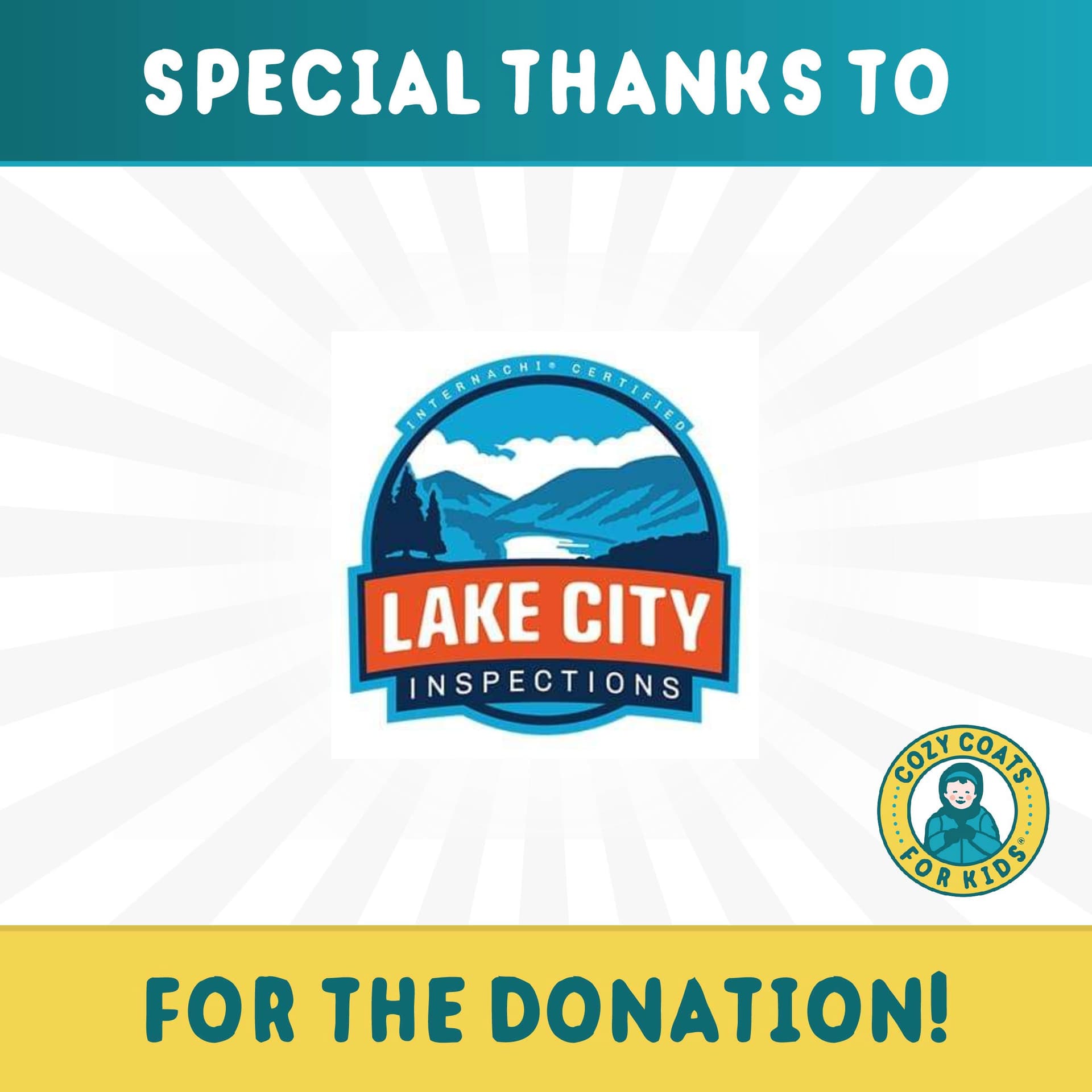 Special thanks to Joshua McKay of Lake City Inspections for donating to
