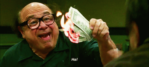 Burning Money Ha GIF - Burning Money Ha Danny Devito - Discover & Share GIFs