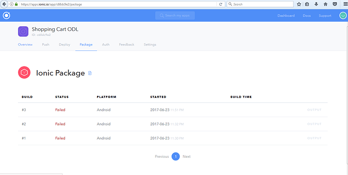 Ionic package status failed in Ionic cloud - ionic-v1 - Ionic Forum