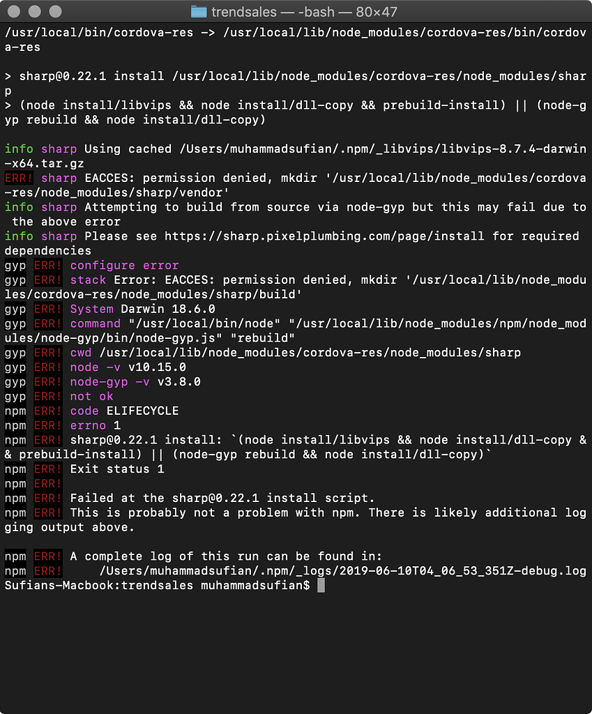 Unable to install cordova-res globally - Ionic Native - Ionic Forum
