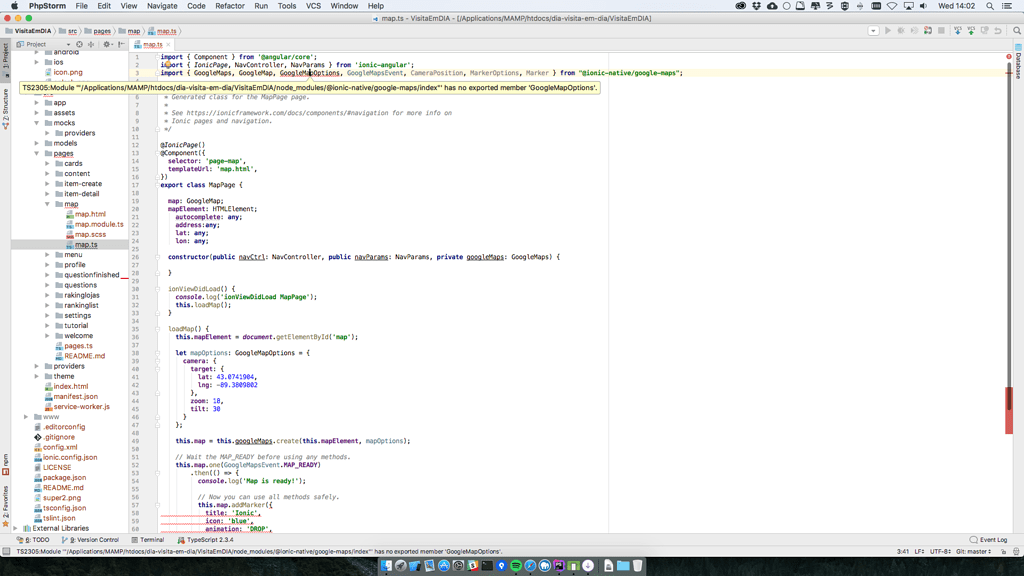GoogleMaps has no exported member 'GoogleMapOptions' - Ionic Native ...