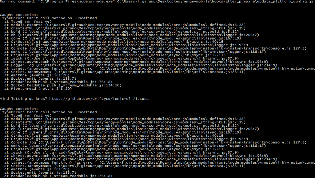 Ionic run android type error (native) - ionic-v1 - Ionic Forum