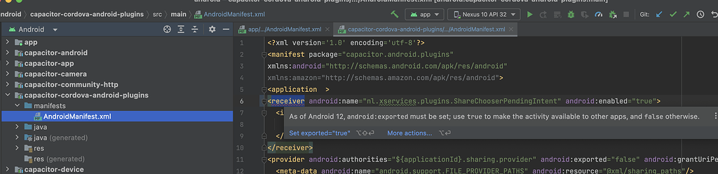 As of Android 12, android:exported must be set; use true to make the ...