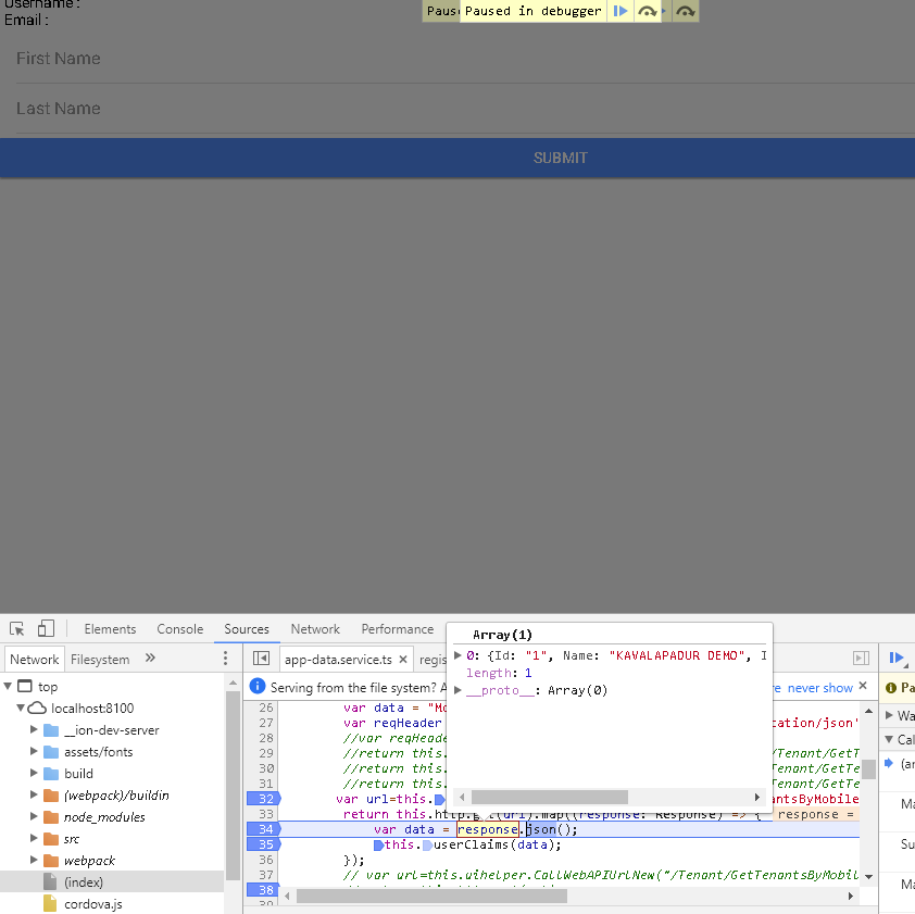 Data not Binding to Front View - ionic-v3 - Ionic Forum