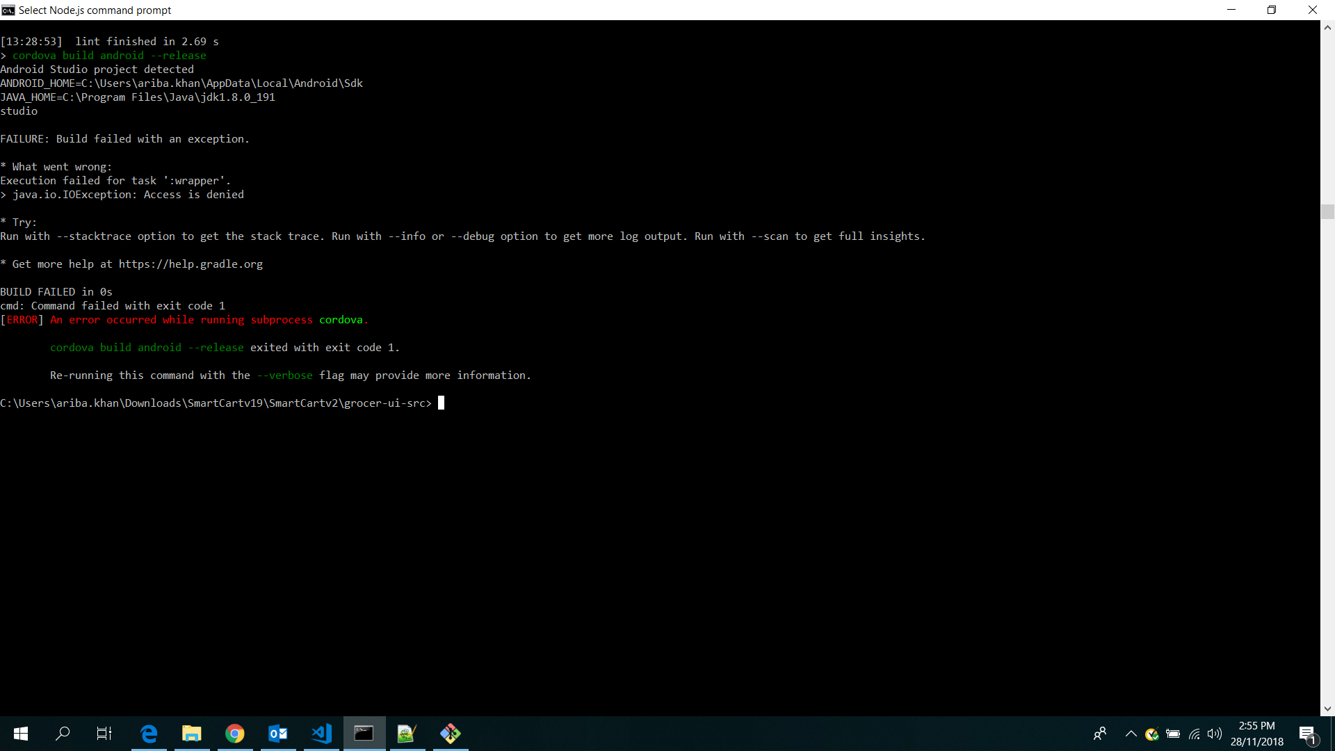 Execution failed for task ':wrapper' - ionic-v3 - Ionic Forum