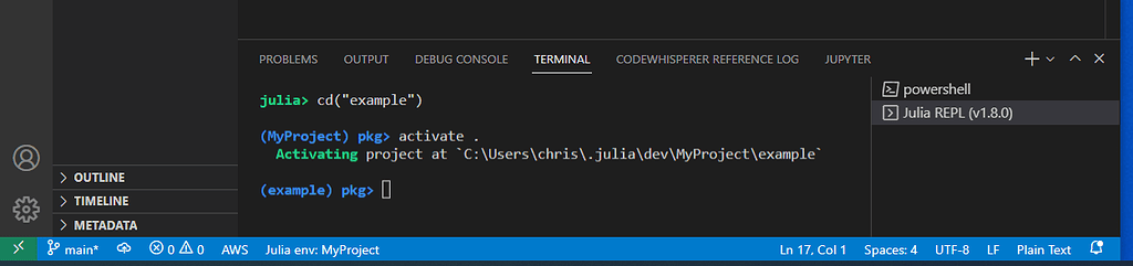 Vs Code Julia Environment Dosen T Match Repl Environment General Vs Code Julia Environment Dosen T Match Repl Environment General