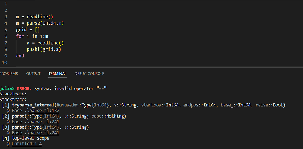 Problem with taking inputs in Visual Studio Code - New to Julia - Julia ...