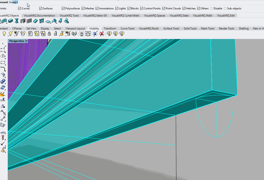 Sweeping a curve to create a mitred corner on a 90degree path where