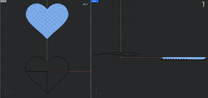 Base and Target surface from top and right view. They are the same expect the target one is curved.
