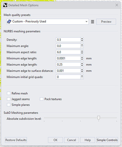 Kyle Houchens mesh settings Rhino8 make mesh for 3D print