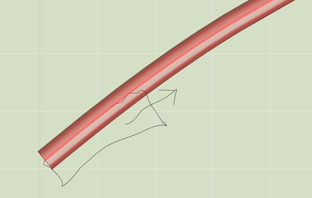 How to sweep along the top of thhe curve instead of at center