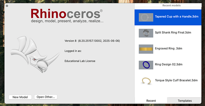 01 Rhino 8 Recent Files