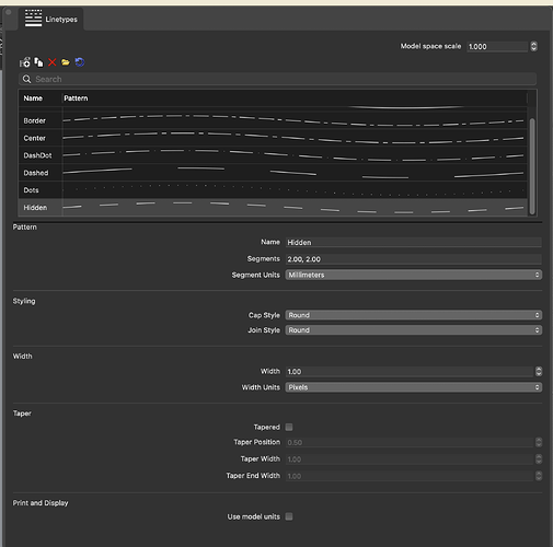 3. Linetypes Settings Panel