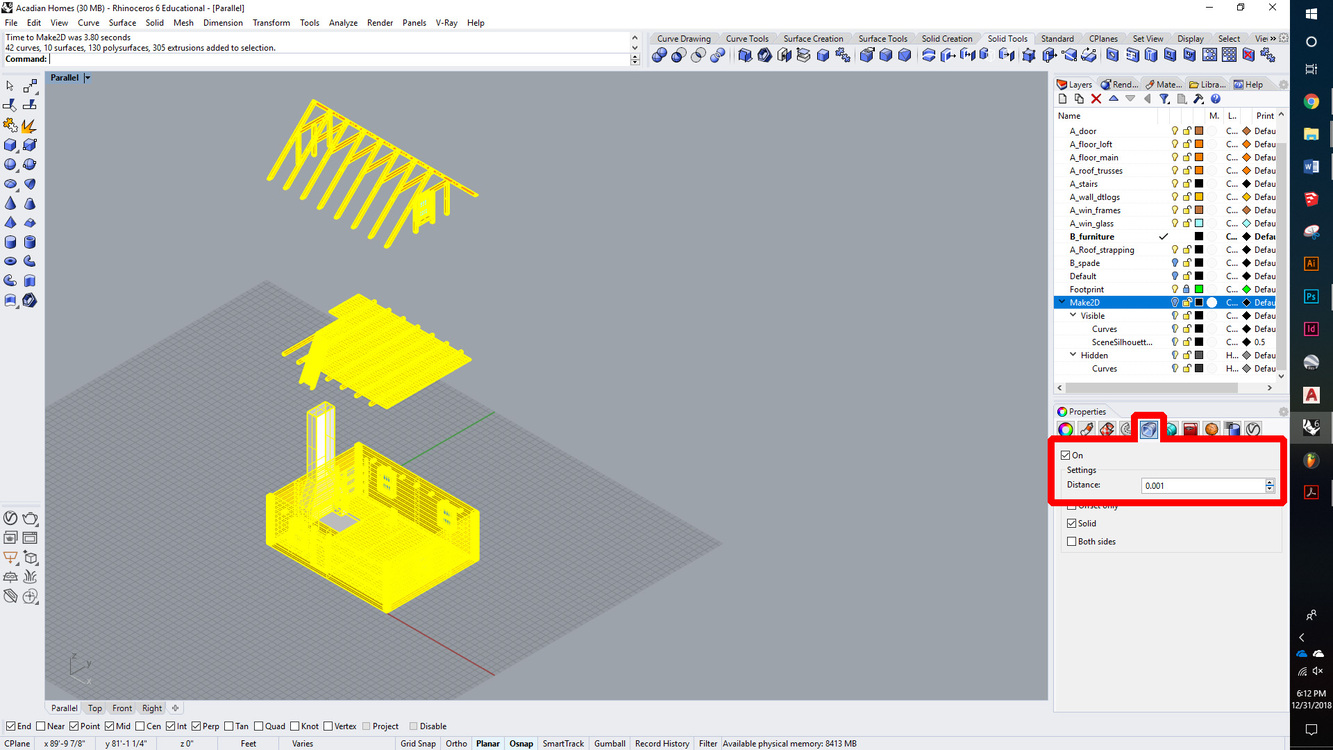 Make2D not working properly Rhino 6 Windows Rhino for Windows