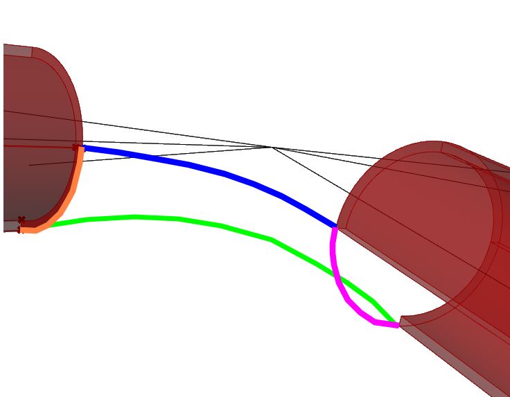 Sweep surface along guide curves and blend
