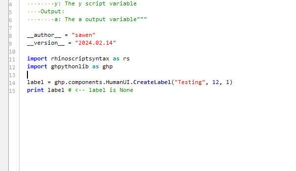 Creating Label from ghPython code - Human UI - McNeel Forum