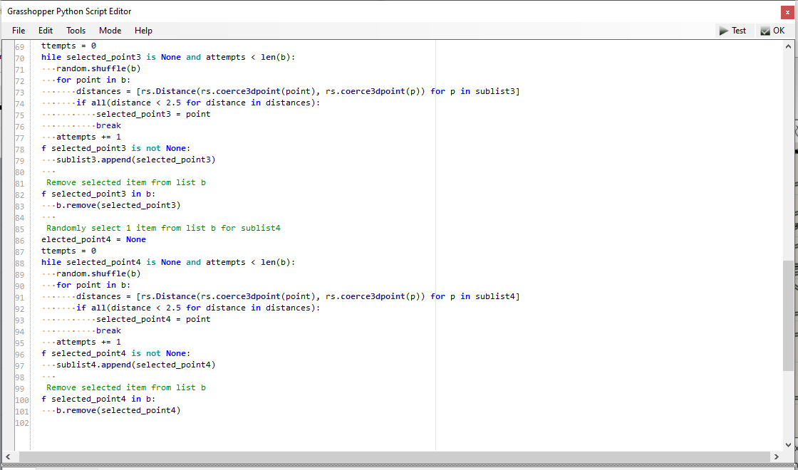 Generating Four Sublists of Points with Adjacency Conditions in ...