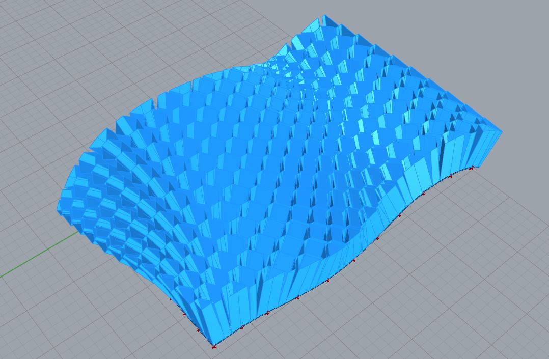 Extruding a hex grid from a freeform surface - Grasshopper