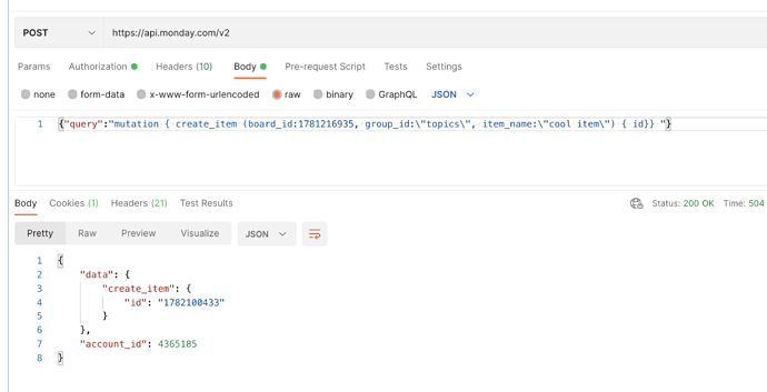 Creating an item using an HTTP request - monday Apps & Developers ...