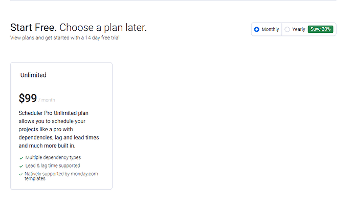 monthly cost of app