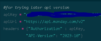 api set up