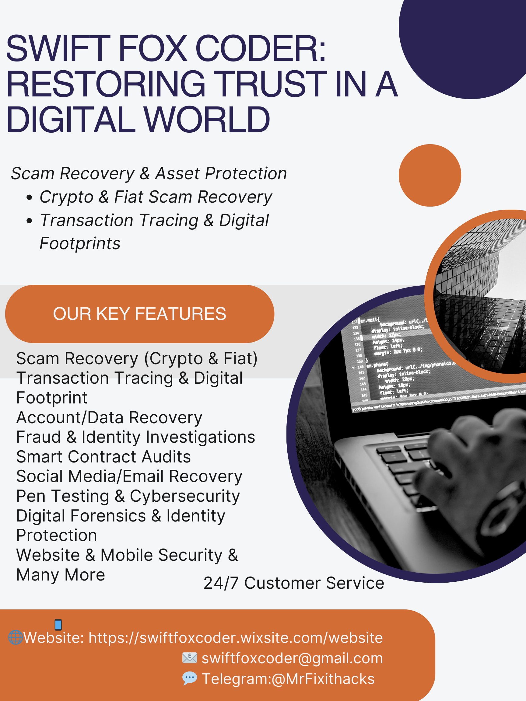 Purple and Orange Professional Saas Tech Services Poster