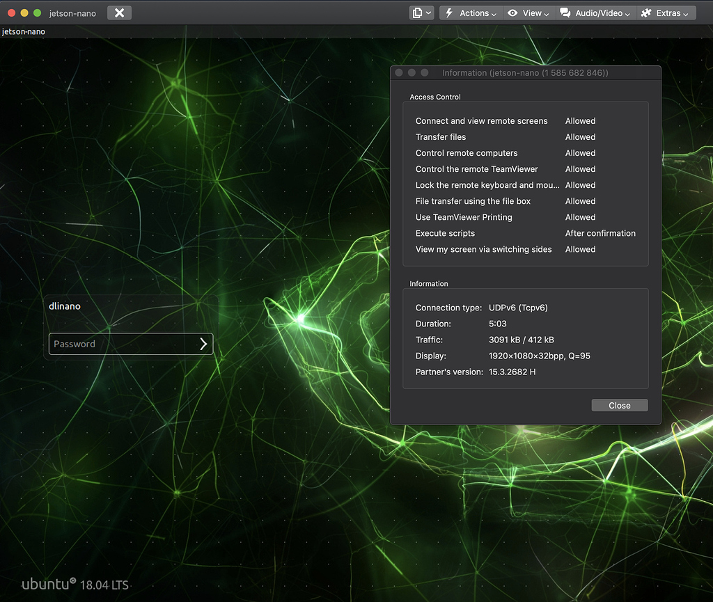 Cannot control Jetson Nano via TeamViewer after successfully remote