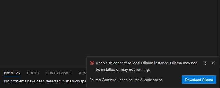Unable to use use local model in VS Code with the continue