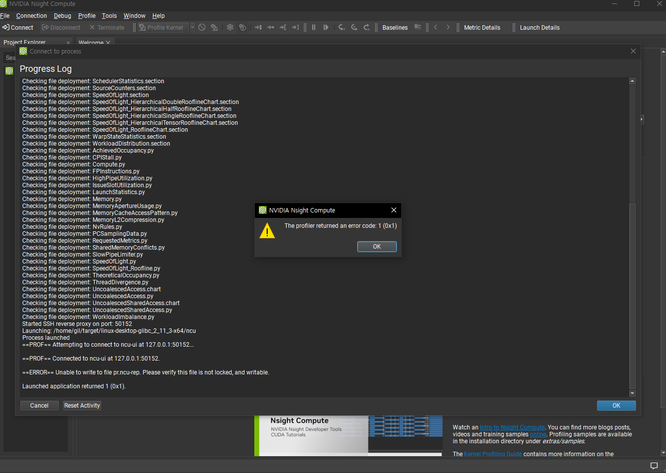 ERROR== Unable to write to file pr.ncu-rep. Please verify
