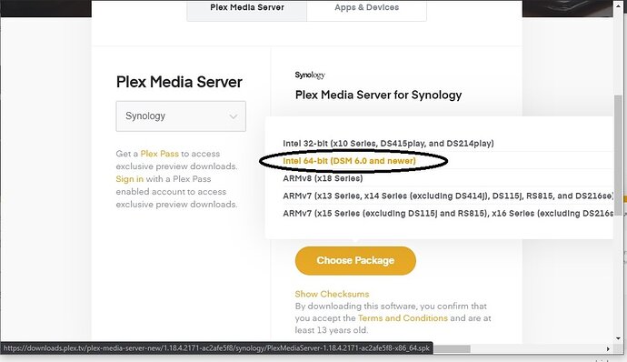 Paquete con archivo  servidor Plex