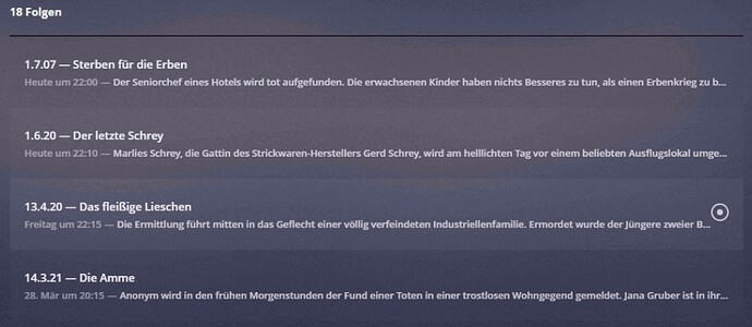 deutsche Metadaten Plex DVR TV Show Tatort 2