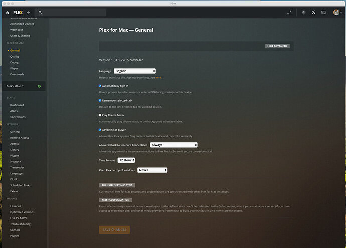 Plex For Mac Settings