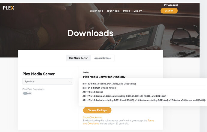 Plex-Install-Download-page