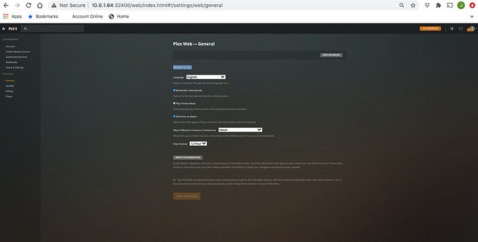 Screen Shot - Plex settings